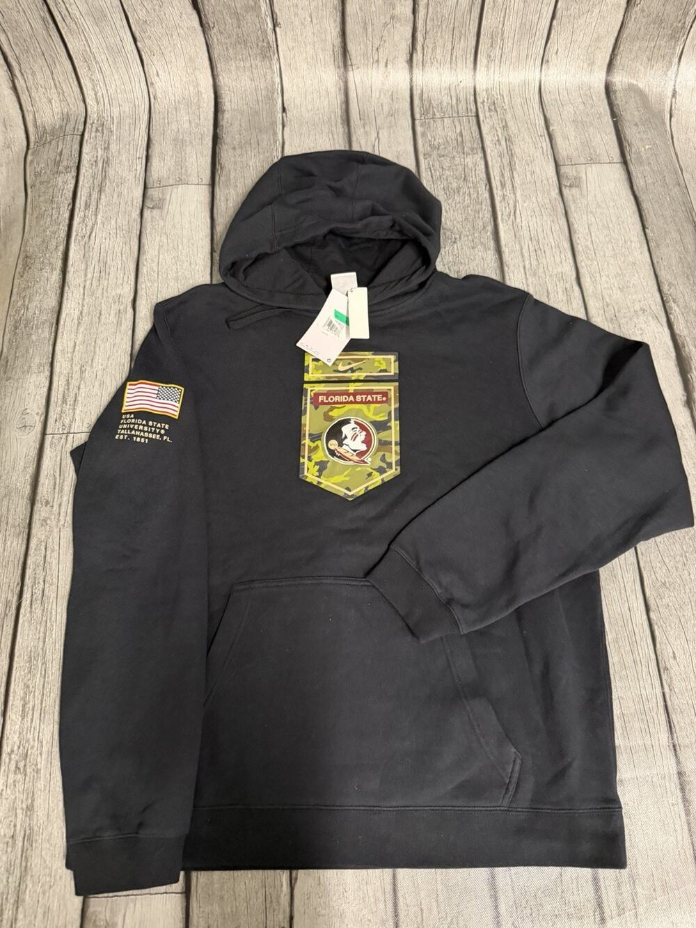 NWT Men’s Nike FSU Florida State Seminoles Military Appreciation Hoodie Black XL